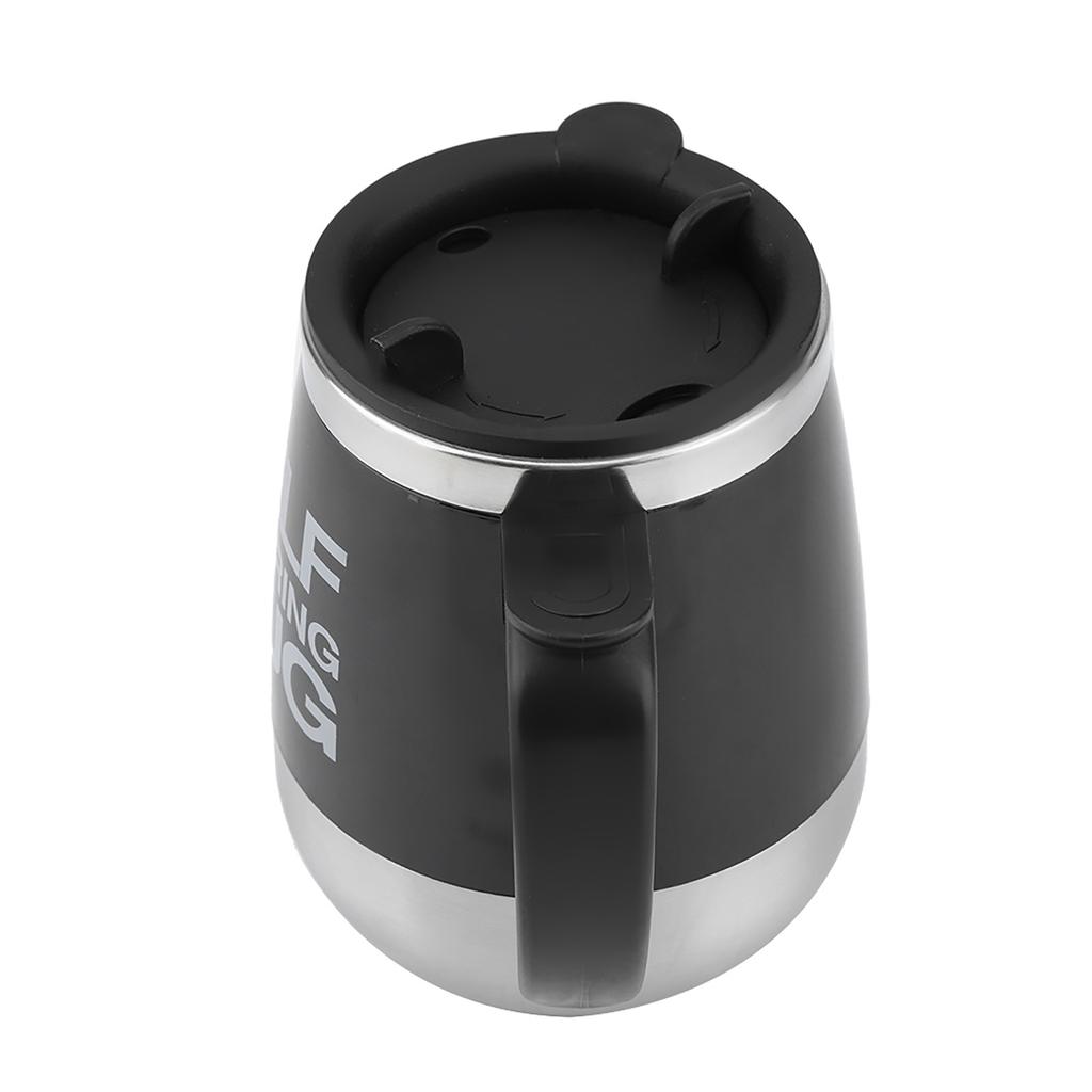Portable Electric Stainless Steel Self Mixing Cup Magnetic Stirring Coffee Mug Black
