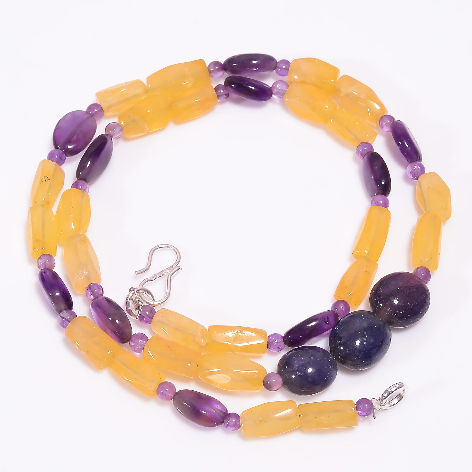 

Natural Multi Moonstone Amethyst Gemstone Beads Necklace 3-11 mm 18 UB-8115 UB-8115