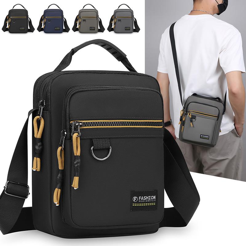 Multifunctional casual messenger bag trendy versatile outdoor commuter shoulder bag business solid color simple men's handbag