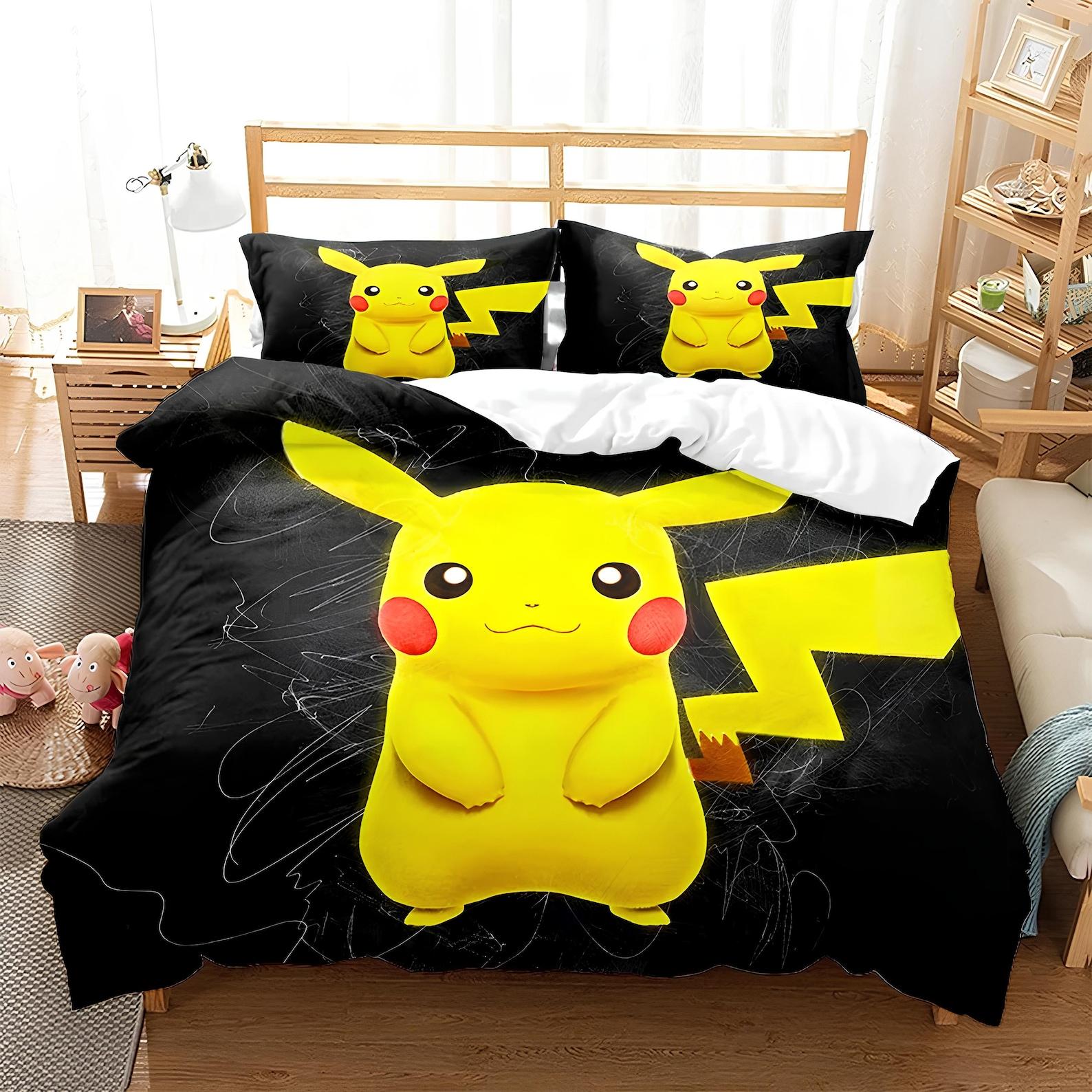 Pokemon Duvet Cover, Pikachu Bedding Set, Digital Printed Duvet Cover Set, Create Your Own Bedding, Custom Duvet Cover 135x200cm