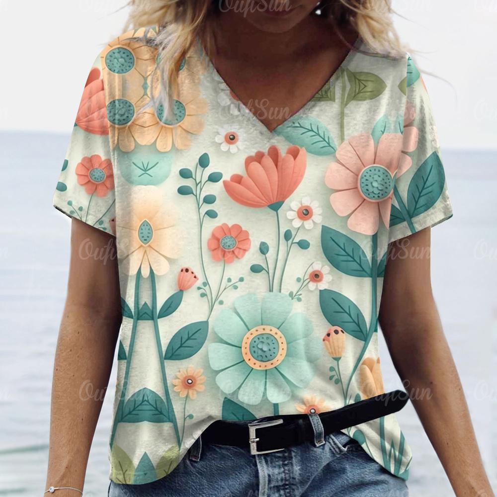 

2024 Топ Жіноча Рожева Футболка з Квітковим Принтом Жіноча Футболка Оверсайз Популярний Одяг Жіночий Одяг Футболки з Коротким Рукавом Блузка 5XL L