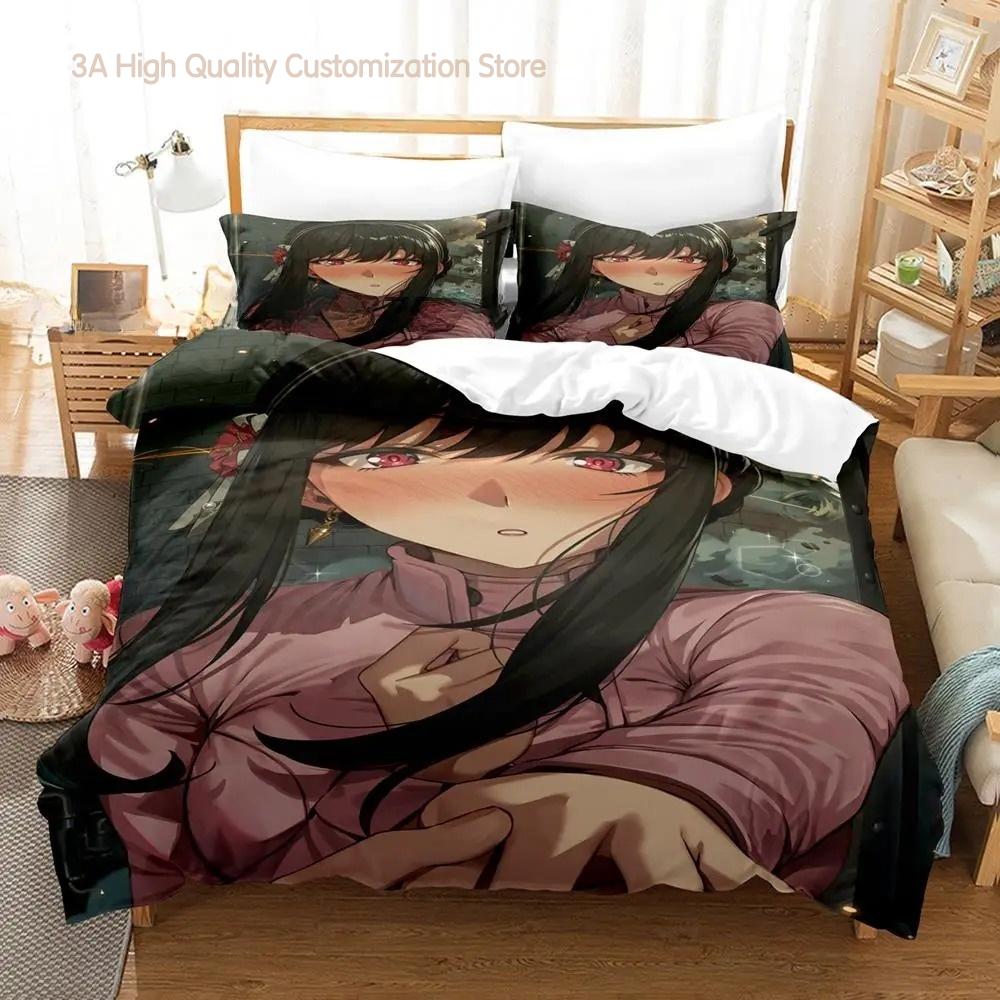 Spy Family Yor Forger Bettwäsche-Set Einzelbett-Set Doppelbett-Set Queen Kingsize-Bett-Set für Erwachsene Jungen Schlafzimmer Bettbezug-Sets Anime-Bettlaken