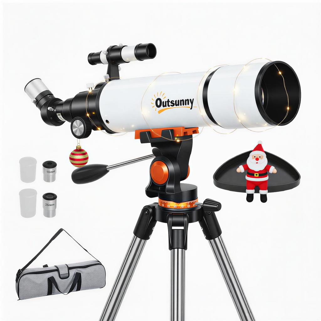 Astronomy Telescope for Adults and Beginners with 80 mm Aperture, Carry Bag, White