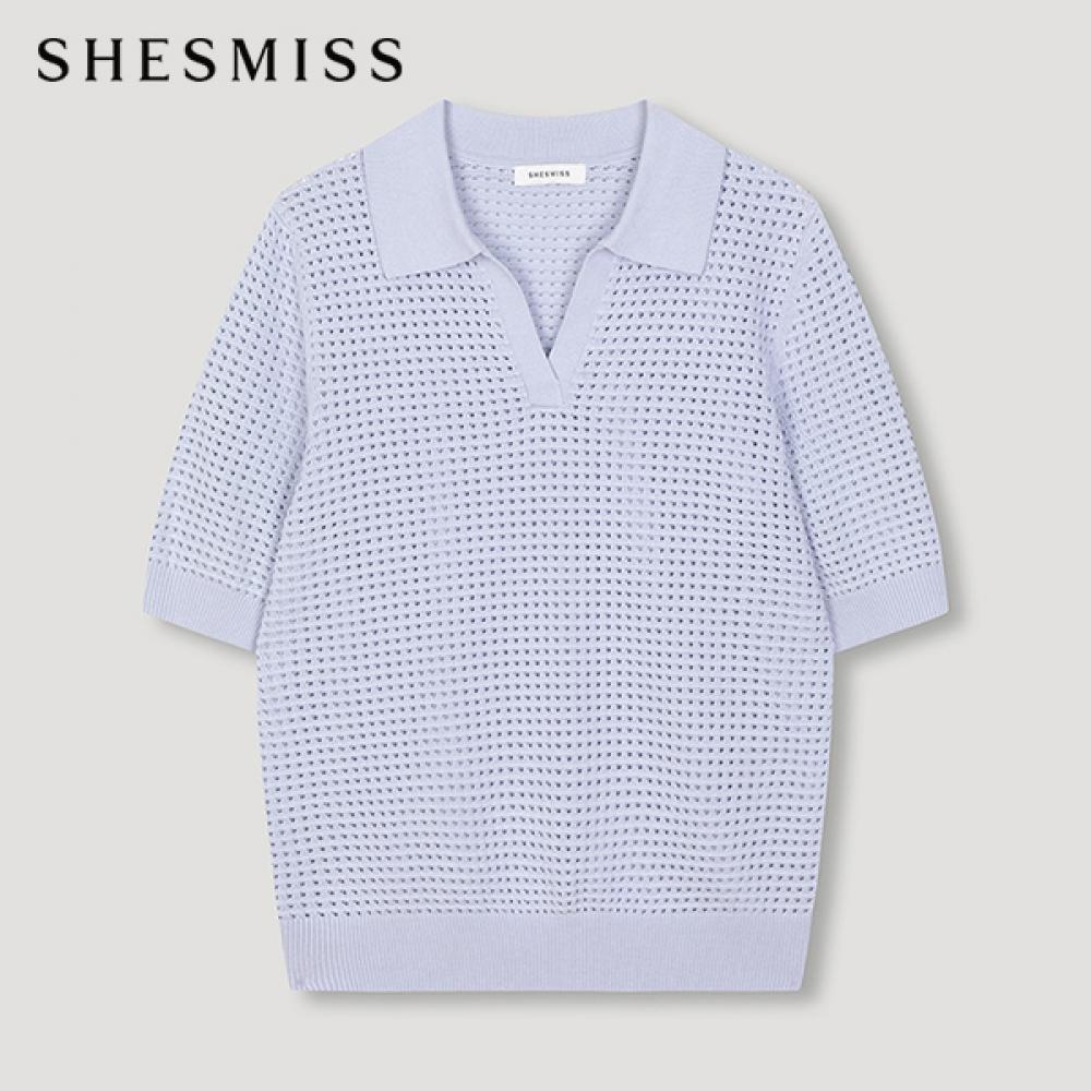 

She S miSS Open CoLlar Punching Knit Top SSkpon21100 Ll light blue/55