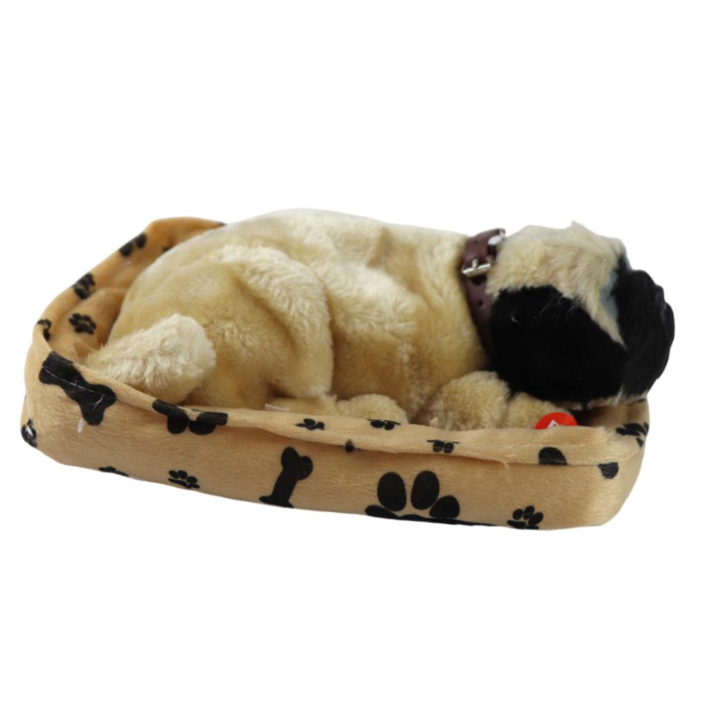 Realistic Sleeping Plush Breathing Dog Toy with Mat Stuffed Animals Toy Interactive Pet Toy Puppy Dolls for Kids Adults