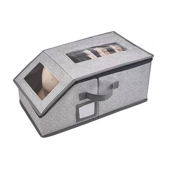 Hat Storage Box, Stackable Space-Saving Design, with Zipper Closure Organizer, Dustproof Clear Window Hat Container, for Men Women Hat Organize
