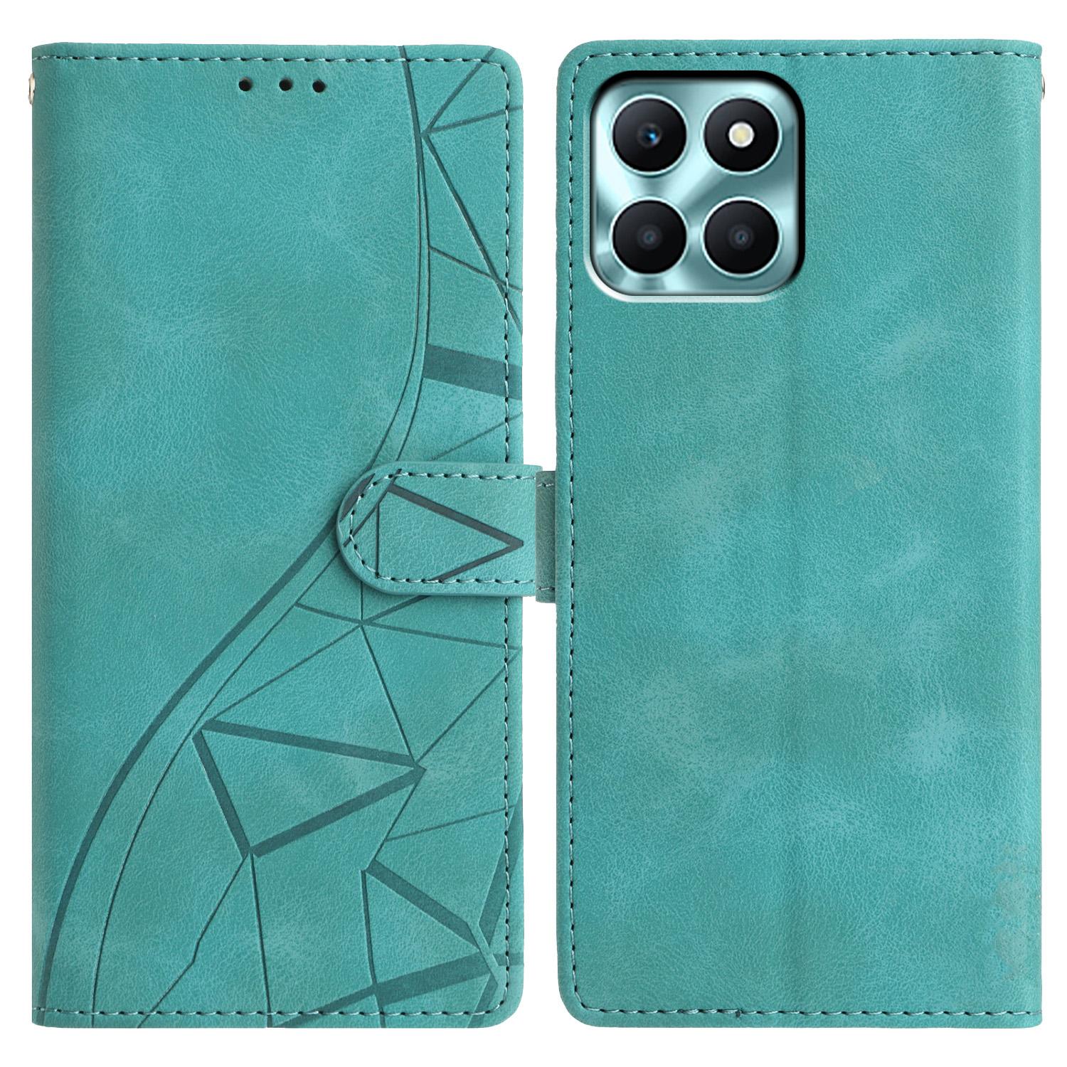 

For Honor X6c 4G Case Wallet Stand Imprinted Triangle Pattern Leather Phone Flip Cover