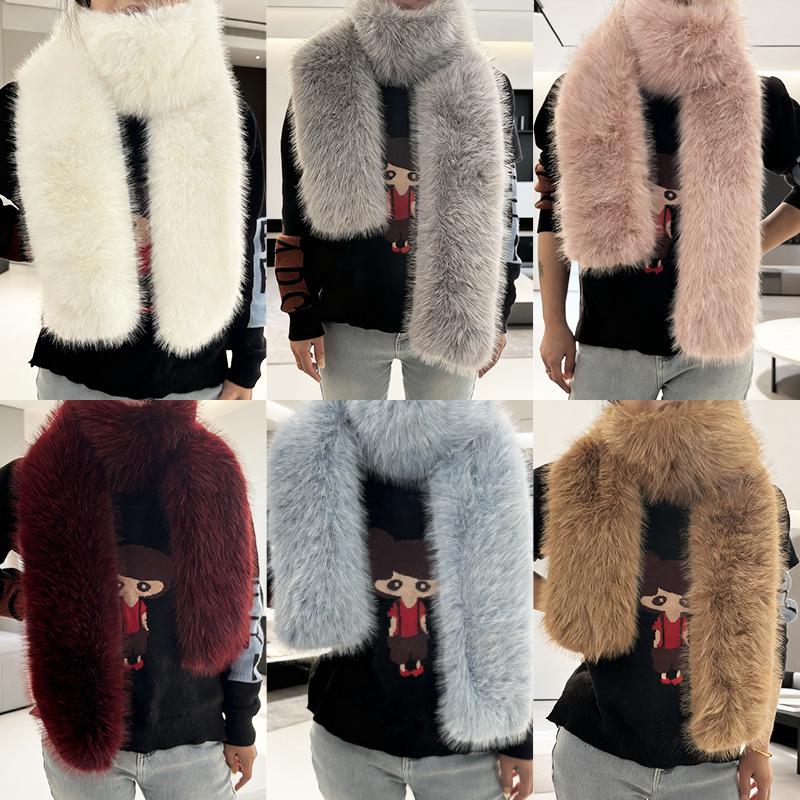 European and American Style Thickened Imitation Fox Fur Scarf: Warm, Versatile, Plush Neck Warmer
