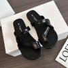High-value cool slippers women's summer outer wear 2025 new flat bottom low heel soft bottom going out beach one-word drag