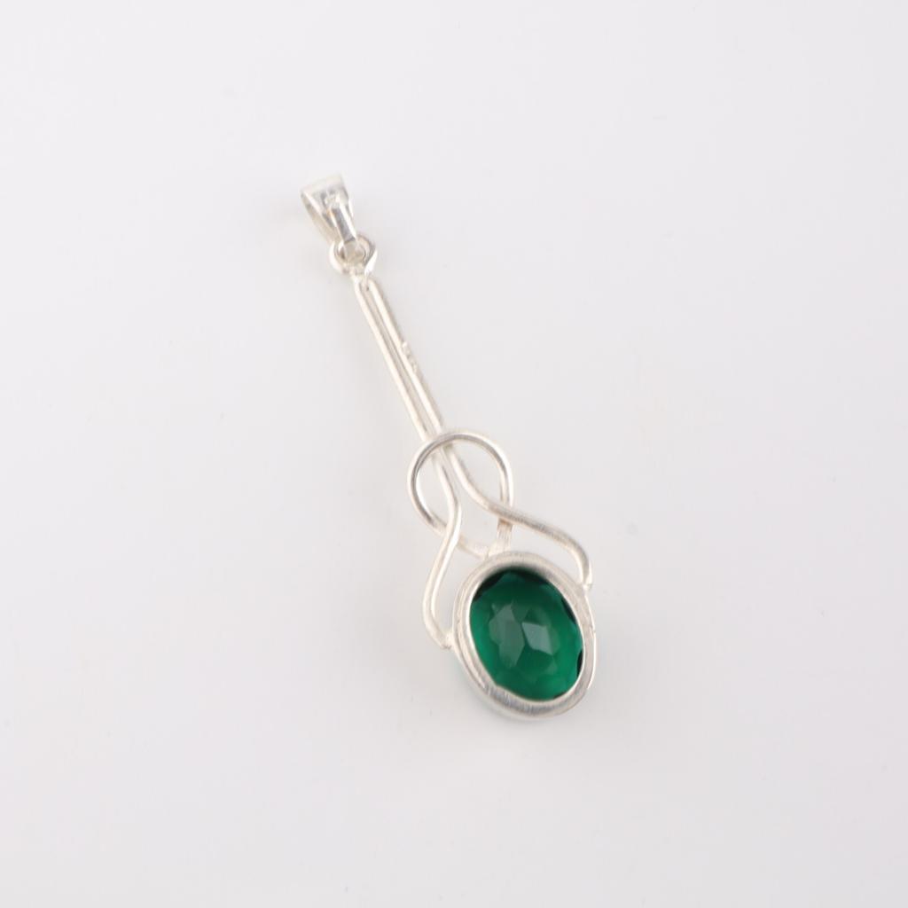 Chrome Diopside Gemstone 925 Sterling Silver Boho Jewelry Handmade Pendant 1.79" PP-60-9