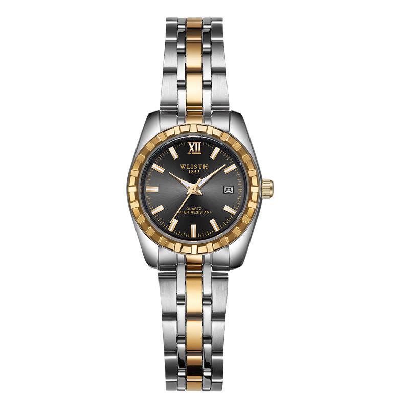 Top Brand Calendar Couple Watch Waterproof Steel Band Student Watch
