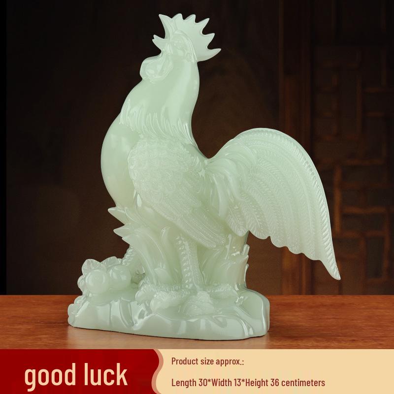 Prosperous Golden Rooster Ornament: Zodiac Rooster Display for Living Room or Office