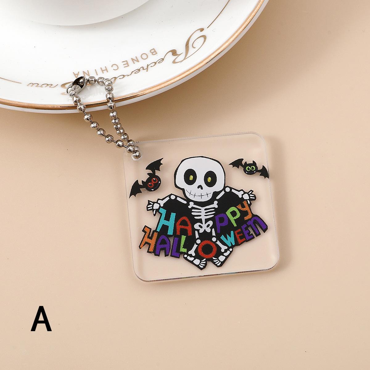 Creative Halloween Keychain Transparent Acrylic Keychain Backpack Small Pendant Cartoon Keychain