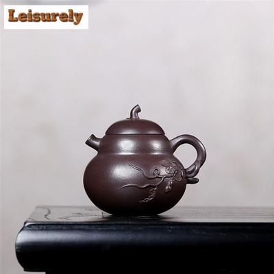 Bule de chá Yixing roxo antigo de 150ml, cabaça artesanal, minério cru, chaleira de lama roxa com filtro, conjunto de chá Zisha, acessórios para cafés