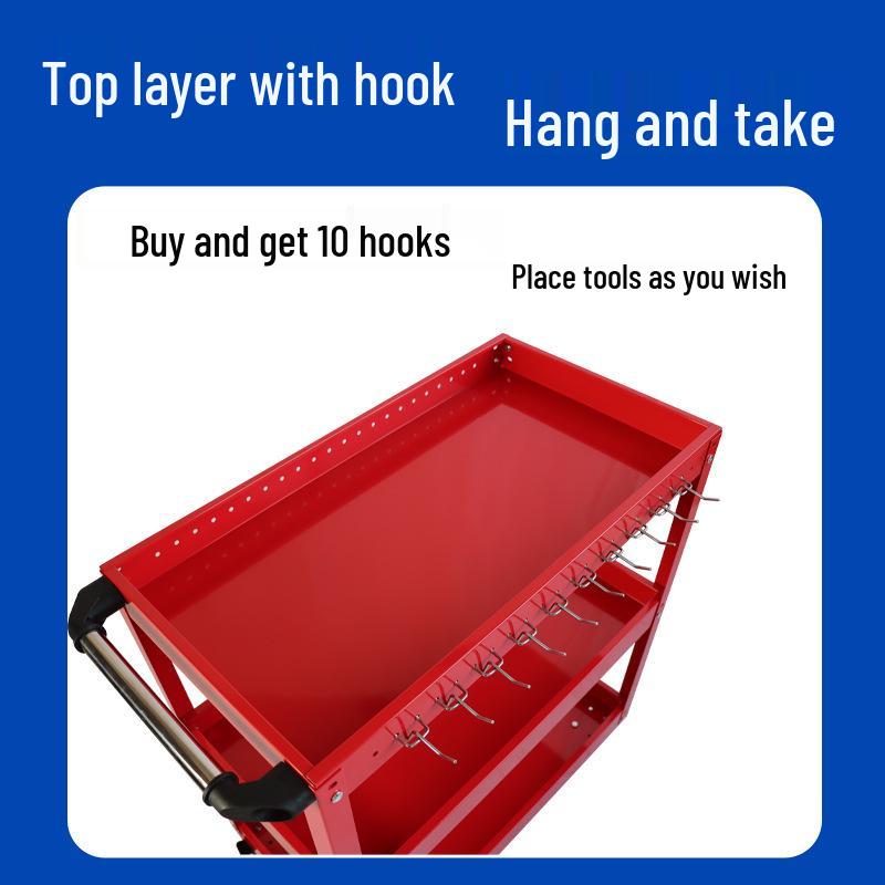 Adjustable Three-Tier Tool Cart - Compact & Durable Storage Trolley