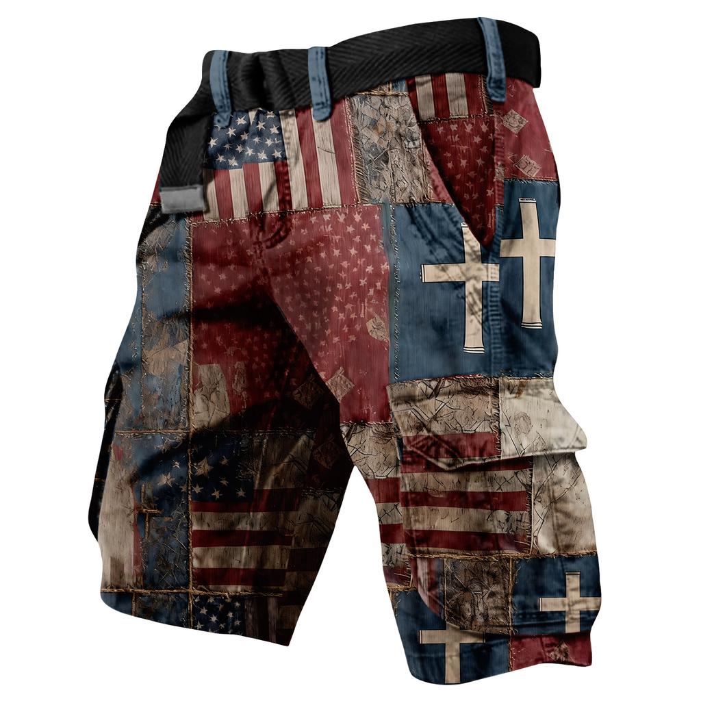 Herren Sommer Bedruckte Outdoor-Shorts Herren Lockere Mehrzweck-Taschen-Shorts