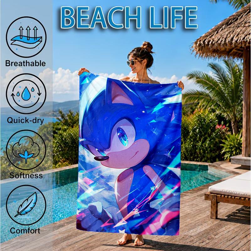 Hedgehog Adventure Speed And Colors Beach Towel, Microfiber Beach Towel, Perfect For Pool, Beach, Travel, Home Decor Beach Party Fan Gifts