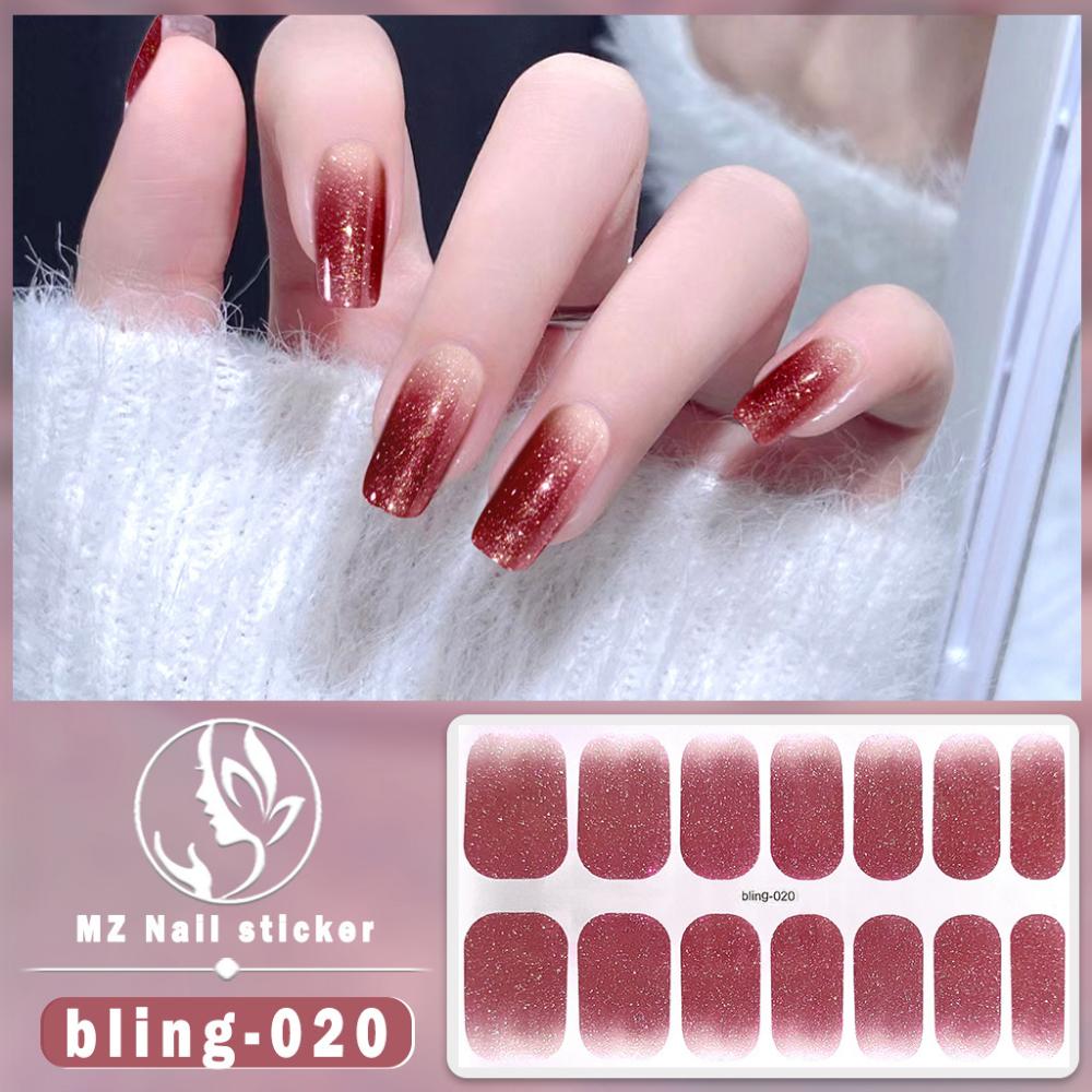 Charm Finger 14 Finger New Bling Fine Flash Aurora Gel Nail Oil Film Self-Adhesive Waterproof Seal-free Nail Art Sticker