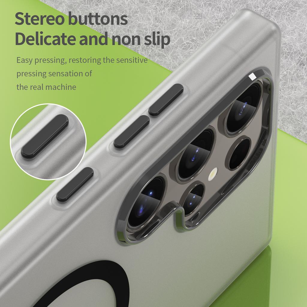 For Samsung Galaxy S24 Ultra Magnetic Case TPU+PC Slim Matte Translucent Phone Cover