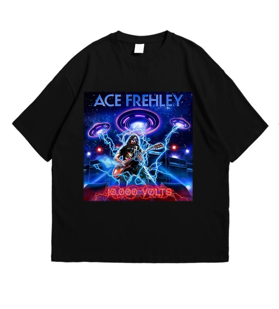 Футболка Ace Frehley 10 000 Volts Memorial Винтажная футболка в стиле рок-трибьют Унисекс Унисекс футболка XL