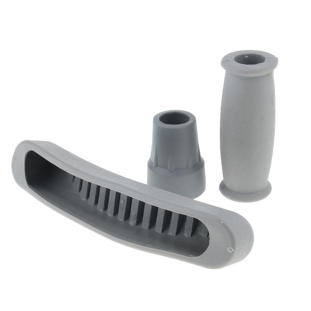 Crutch Accessories Kit - Including Pad, Handle Grip Covers, Tip Cover – Gray