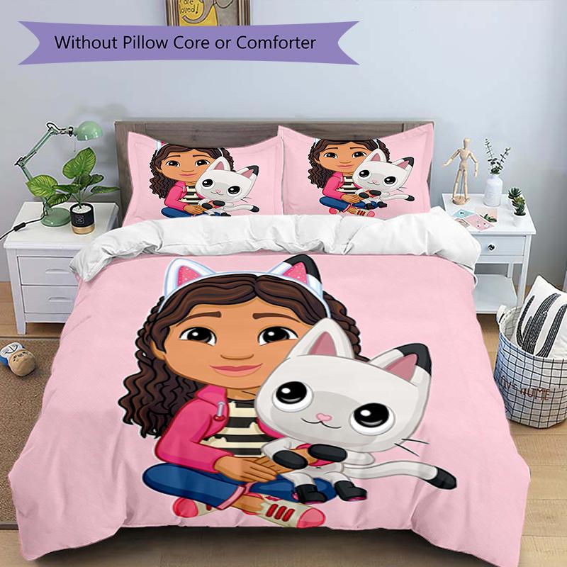 3pcs Gaby's Bubble House3 Design Cover Set - HD Printed Bedding with 1 Cover and 2 Pillowcases - Perfect for Home and Dorm Decor