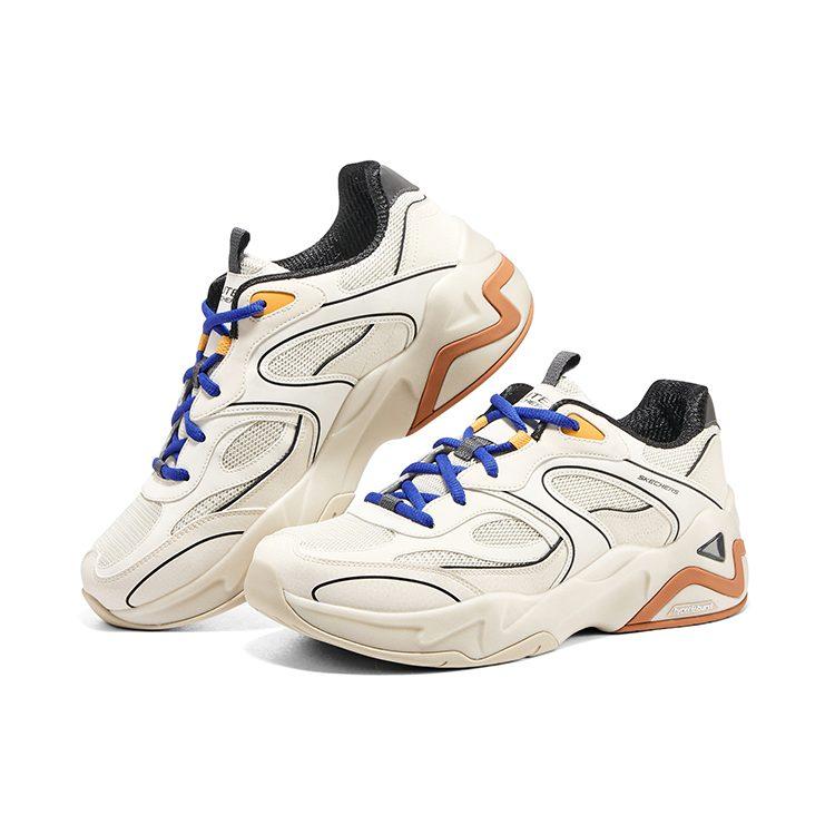 Skechers D'LITES HYPER BURST Hyper Burst Textile, Leather Low Top Chunky Sneakers Men's White Black Orange 232425-NTMT