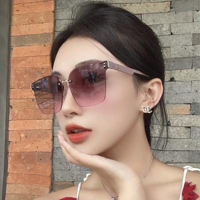 Nicht polarisierte randlose Sonnenbrille Polygon Mode Beliebt Damen Herren Shades Großes Gestell Quadratische Sonnenbrille für Damen Oculos Verlaufssonnenbrille