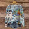 Women's Vintage Knit Button Christmas Print Cardigan Jacket