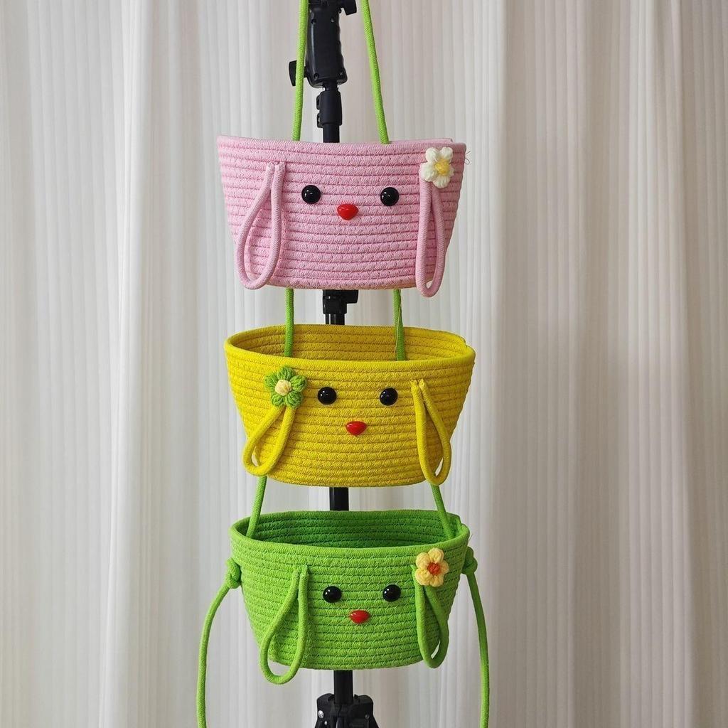 Cotton Thread Wall Hanging Basket for Dormitory Storage