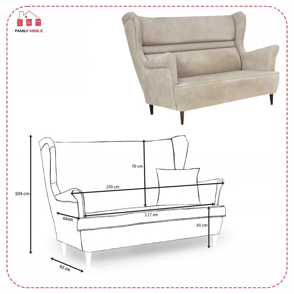 Zoja Wingback Sofa Set, Scandinavian Armchairs, Family Meble