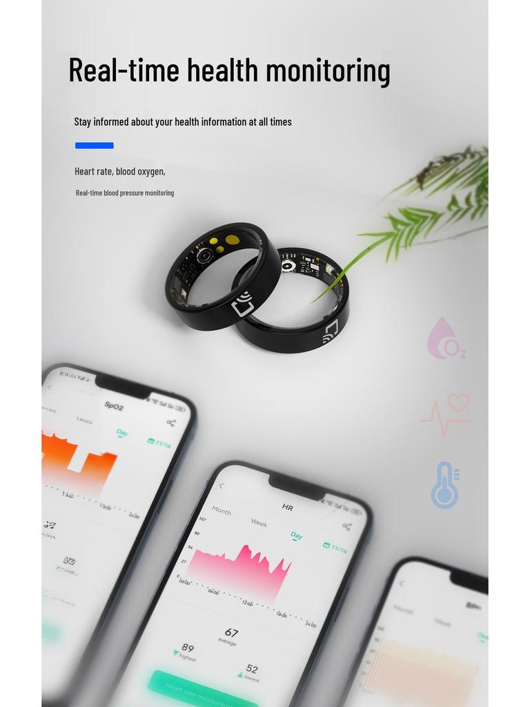 R20 Keramik Wasserdichter Smart Ring: Überwacht Herzfrequenz, Blutdruck, Blutsauerstoff, Schlaf, Bewegung & unterstützt NFC.