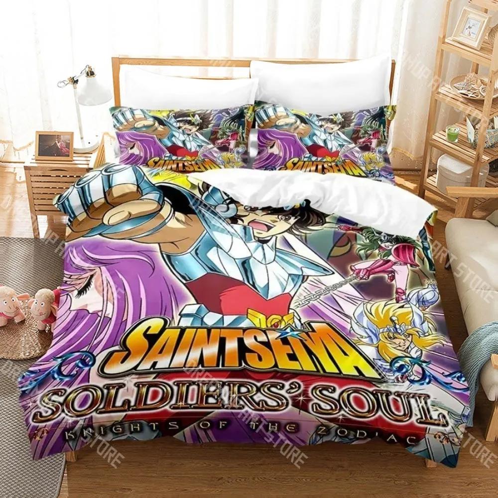 3D Print Fashion Anime Saint Seiya Bedding Set Boys Girls Twin Queen Full Size Duvet Cover Pillowcase Bed Adult Bedroom