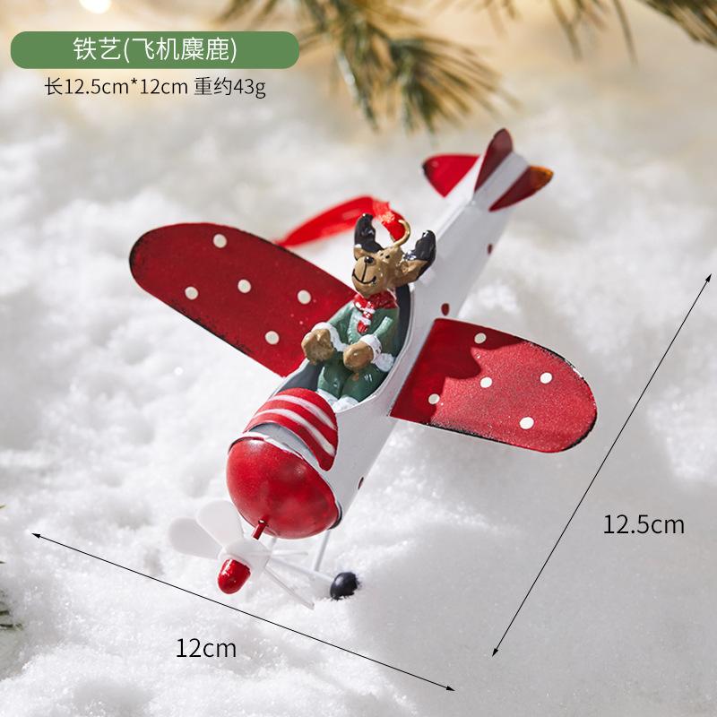 2024 New Christmas Iron Decoration Small Mailbox Santa Claus Elk Pendant Holiday Snowman Ornament Christmas Hot Air Balloon