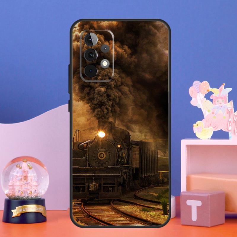 Train Steam Engine Case For Samsung Galaxy A54 A34 A14 A15 A35 A55 A16 A26 A36 A56 A52 A12 A32 A13 A33 A53 A17