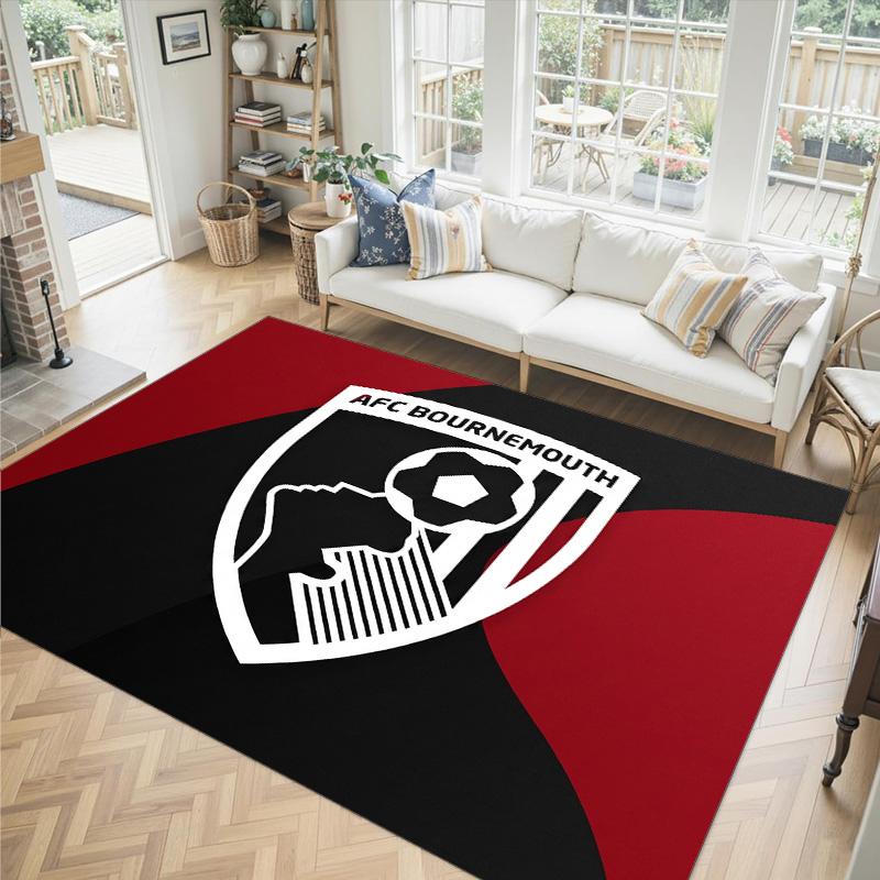 Bournemouth Football Design Crystal Velvet Carpet Cozy Non?Slip Printed Rug For Bedroom Living Room Entrance