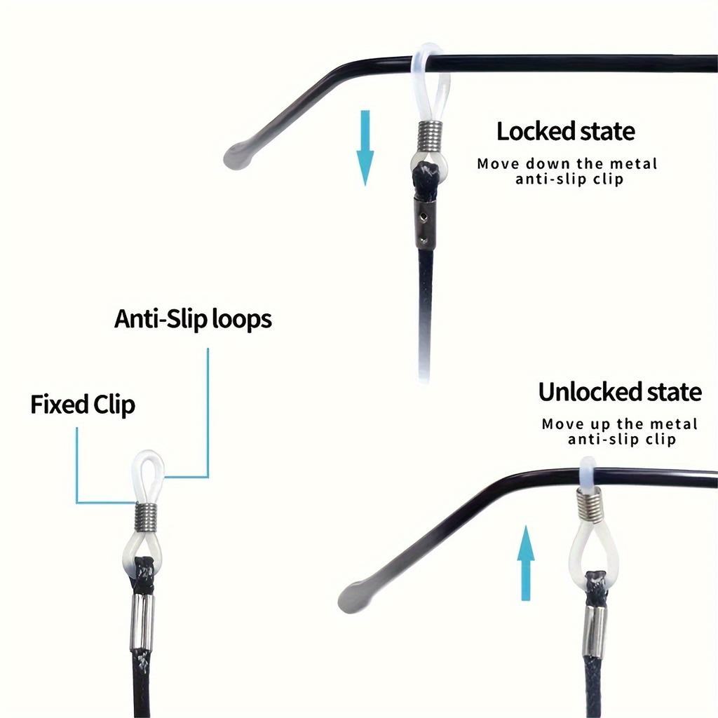 12pcs Solid Glasses Strap Holder Non-Slip Glasses Strap, Elastic Glasses Chain Lanyard Holder Women Men