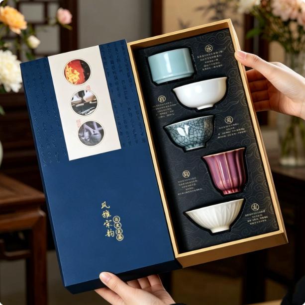 Exquisite Tea Set: Premium Tea Cups Ideal for Tasting & Gift-Giving To Elders, Clients, Friends & Housewarmings