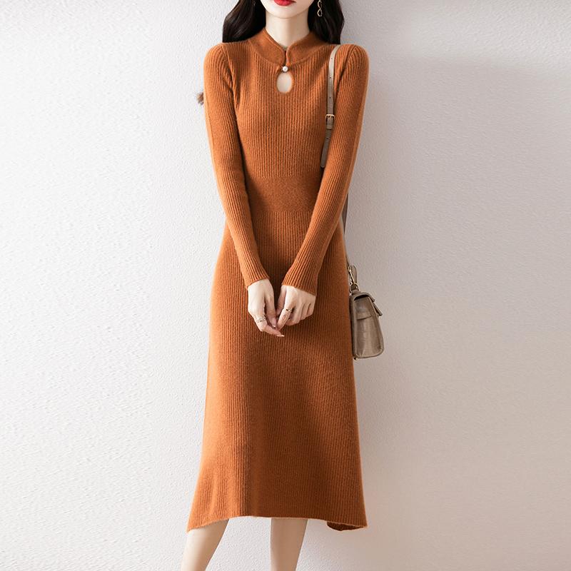 Women Sweater Dress 100% Wool MODERN NEW SAGA Turtleneck Knit Long Pullover Winter Jumpers Wool Long Dress Female