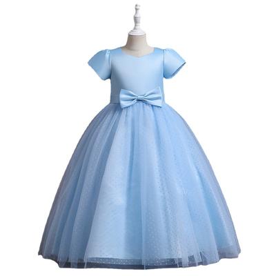 Mädchen Little Host Piano Performance Catwalk Polka Dot Langer Rock Kinder Abendkleid Hochzeitskleid Blumenmädchen Puffy Kleid