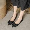 Fashion Leather Bowknot Flat Shoes Woman Pointed Toe Ballet Flats 2025 New Designer Women Slip On Loafers Bowtie Mocasines Big Size 43