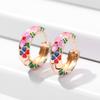 Orecchini a Cerchio Piccoli Floreali Colorati Vintage Fiori e Piante in Metallo Smaltato Cerchio Huggie Hoops Gioielli Trendy da Donna Regalo