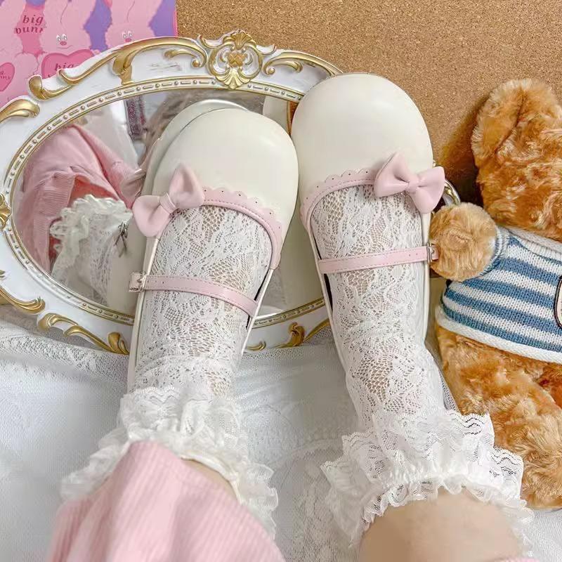 2025 Spring and Summer New Mary Jane Shoes Cute Round Head Flat Bottom Light Mouth White Single Shoes Mary Jane Single Shoes Explosion