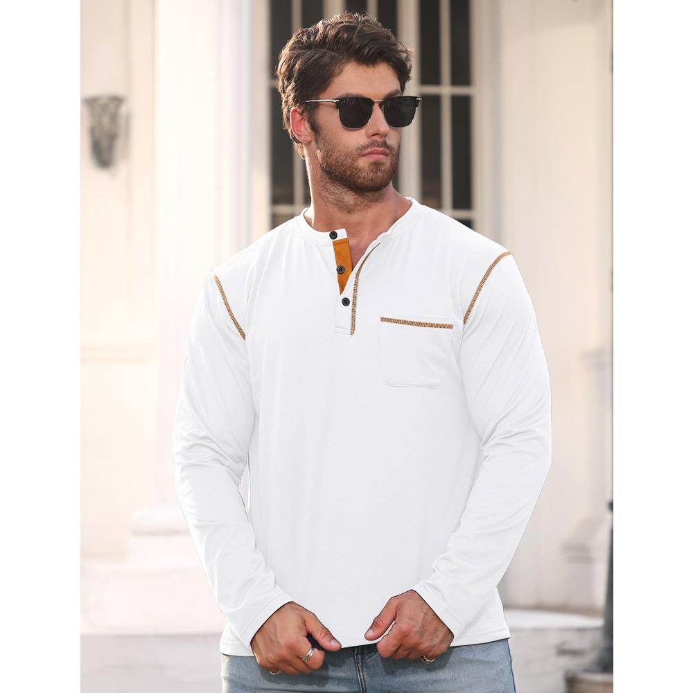 Loose-fit Spring/Summer Men s Stand-collar Polo Shirt Long-sleeved Sweatshirt Base Layer Top Business Casual Long-sleeved T-shirt S