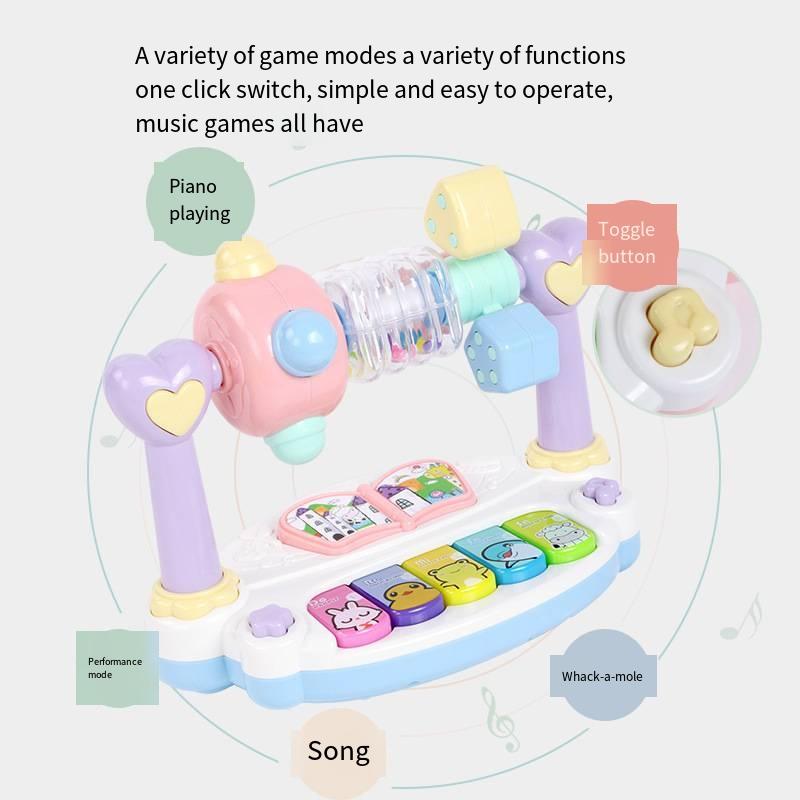 Giocattoli per bambini Pianoforte musicale rotante con luce suono 1 2 3 anni Giocattoli educativi Tastiera con suoni di animali Bambini che suonano Tipo Musica