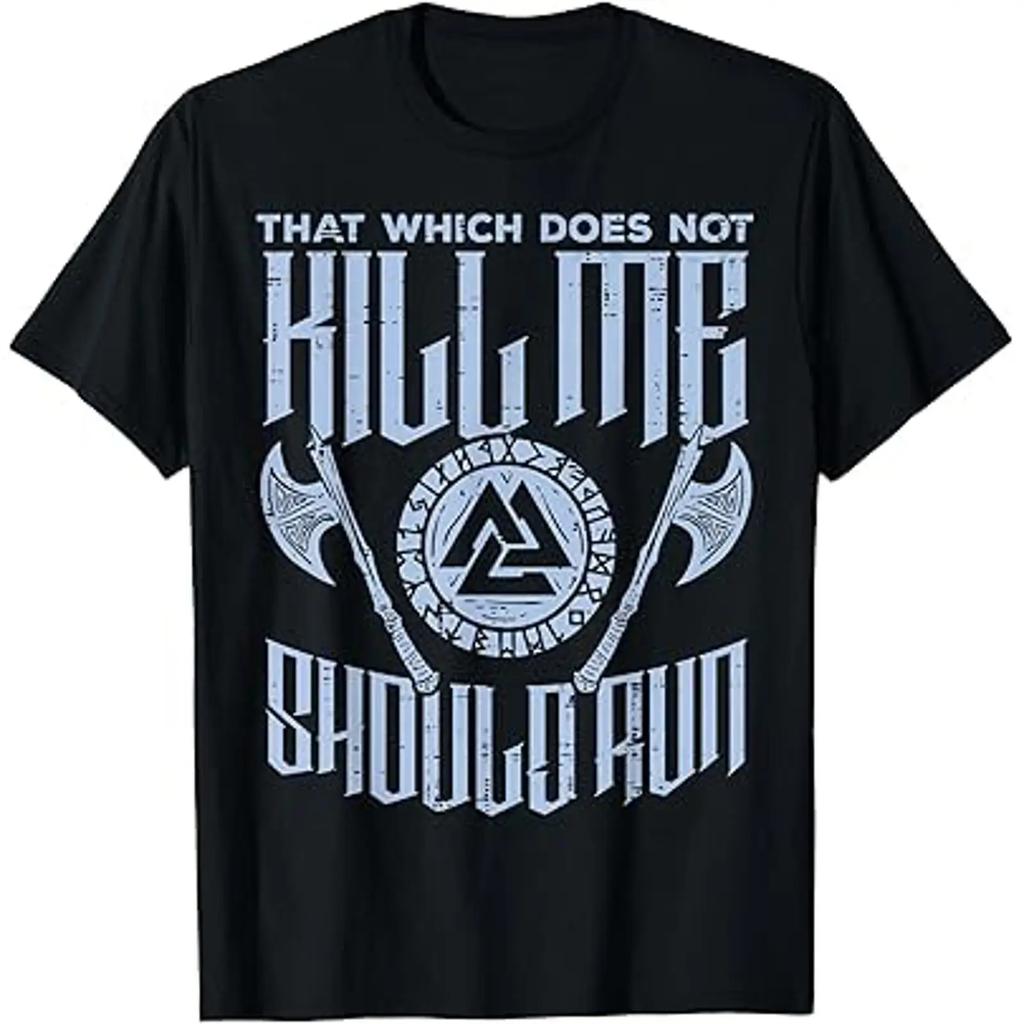 Viking Which Does Not Kill Me Should Run Funny Kid T Shirt Vintage Designer Clothes Fashion Streetwear Slightly