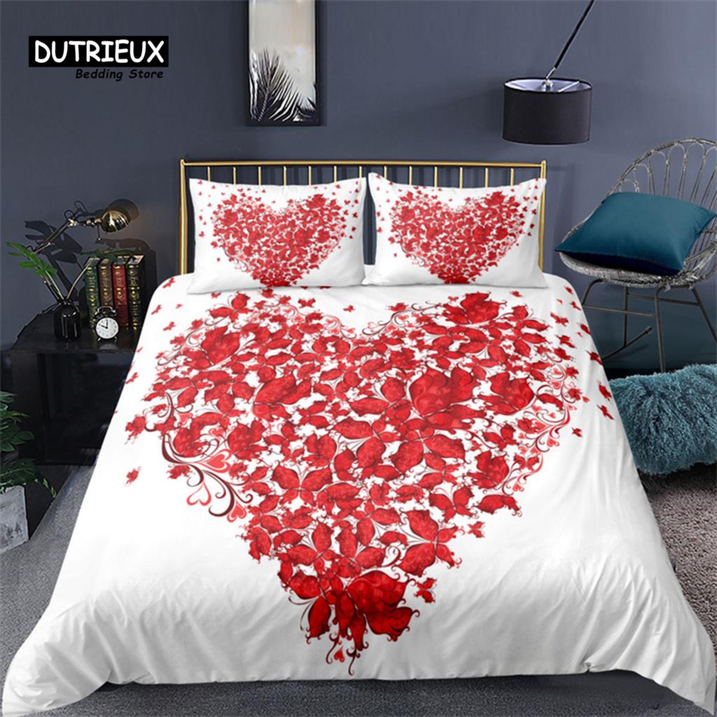Golden Rose Floral Bedding Set Queen Romantic Style Fairy Girl Heart Duvet Cover Set Valentine'S Day Microfiber Comforter Cover