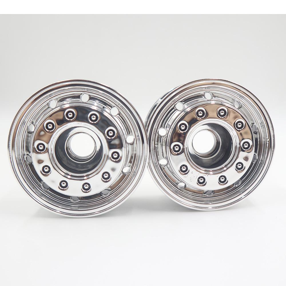 2Pcs Plastic Electroplated Round Hole Front Wheel Hub for 1/14 Tamiya RC Truck Scania 770S Actros 3363 Volvo MAN LESU Car Parts