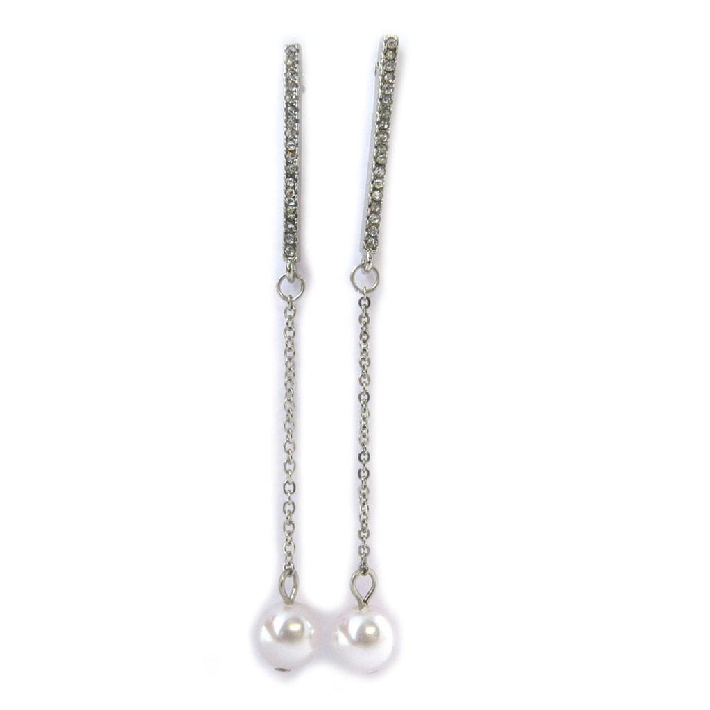 Les Trésors De Lily [N8331] - Silver Ivory 'Sissi' Designer Earrings