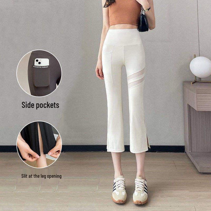 

Spring 2026 Women s High-Waist Mesh Pocket Flare Pants with Tummy Control 2XL